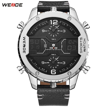 

Fashion Brand WEIDE Alarm Week Digital Sport Watch Men Quartz Movement Waterproof Multiple Time Leather Band Wristwatch Relogios