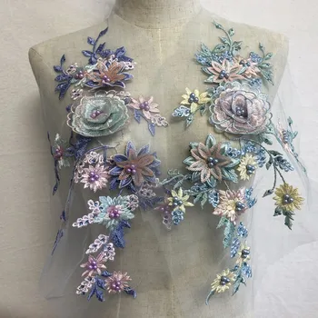 

Three-dimensional flower cloth nail bead hot drill net yarn sequins embroidered lace patch sewing clothes decoration clothing