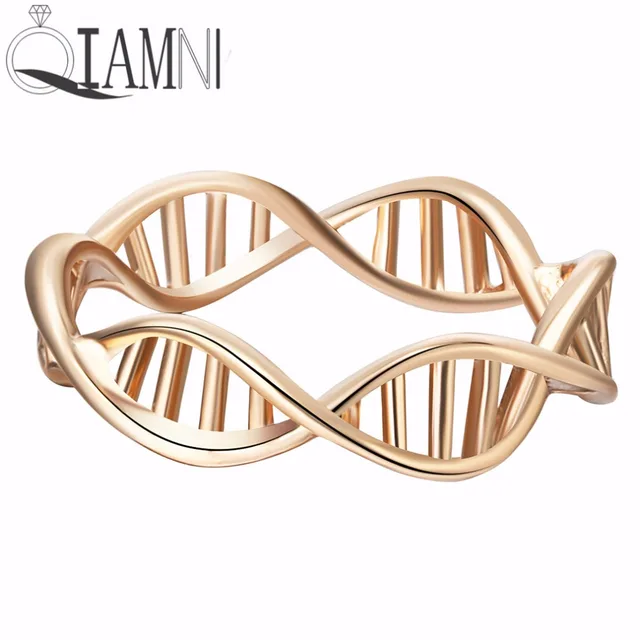 QIAMNI Women Fashion DNA Shape Ring For Women Vintage Science Chemistry Ring Mol QIAMNI Women Fashion DNA Shape Ring For Women Vintage Science Chemistry Ring Mol