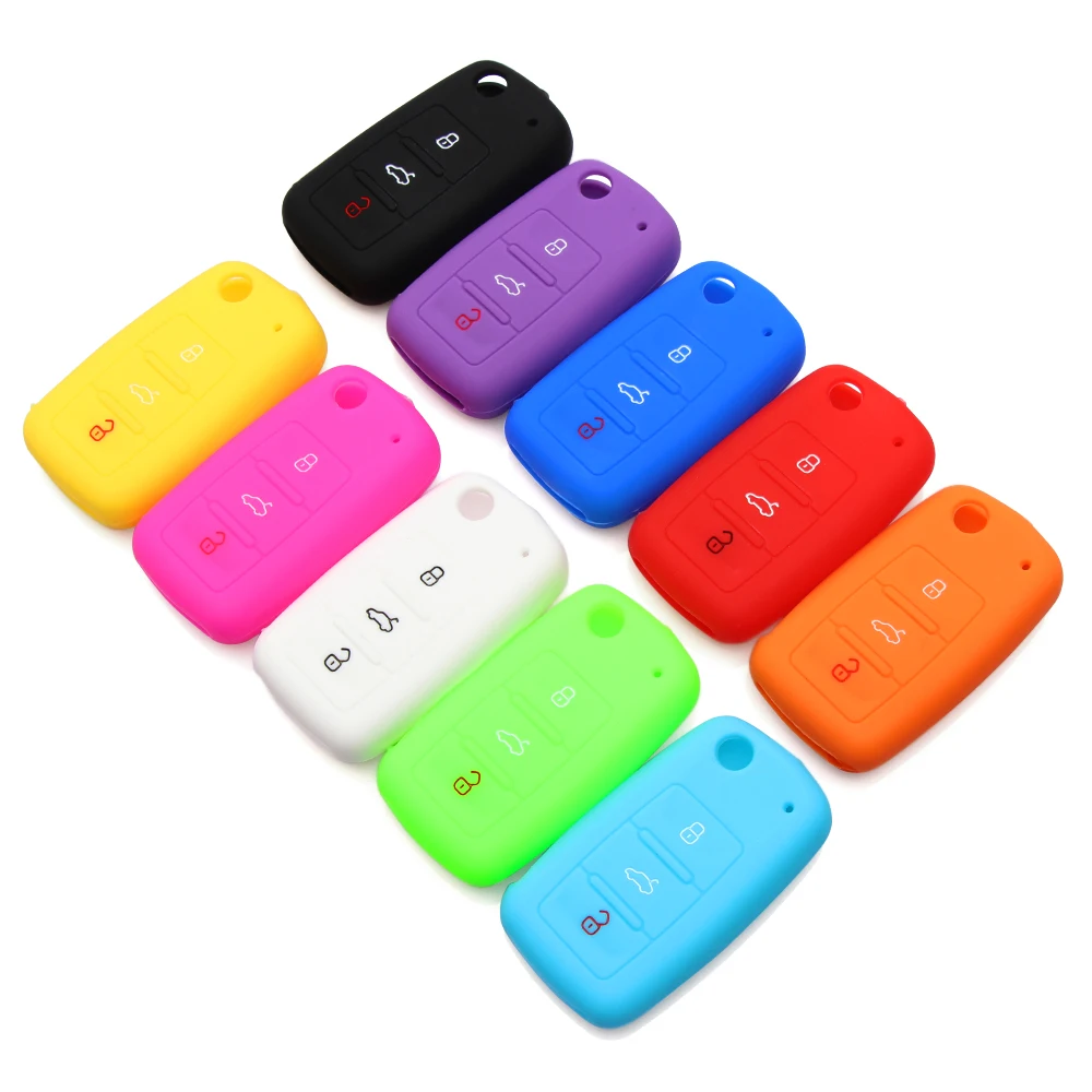 

Silicone Car Key Cover Case Shell Fob For VW Golf Bora Jetta POLO Passat Skoda Superb Octavia Fabia SEAT Ibiza Leon,car Styling