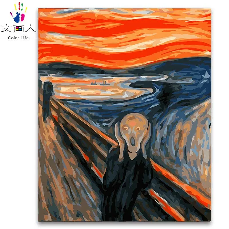 Раскраска по номерам крик ditigal Edvard Munch impression абстрактная картина маслом на холсте