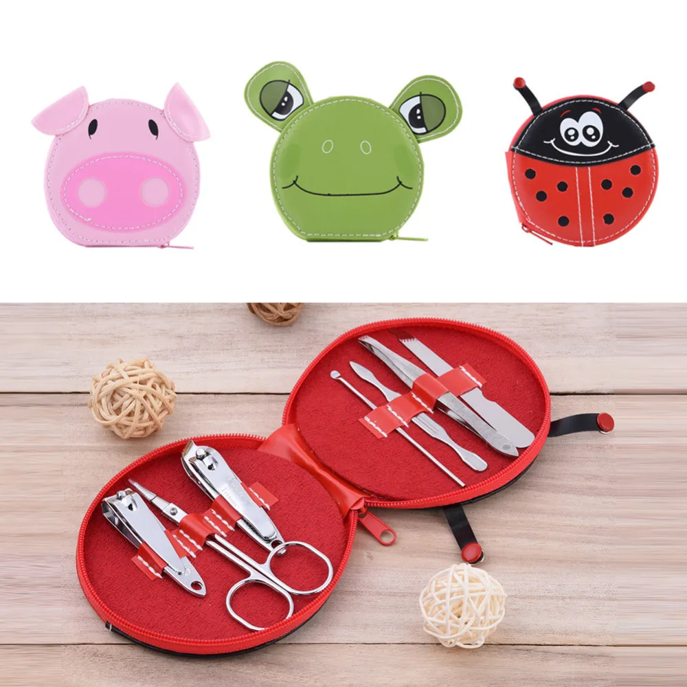 

7 Pcs/set Stainless Steel Nail Tools Kit Manicure Nail Art Tools Cute Cartoon Shape Box Scissors Nail Clipper Eyebrow Clip set