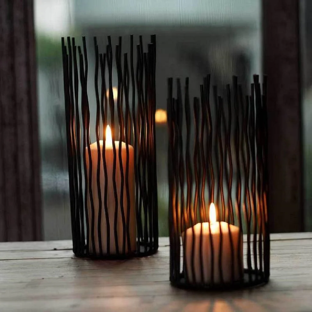 Elegant Tealight Candlestick, Table Decoration For Parties And Celebrations Height: 25 Cm Black
