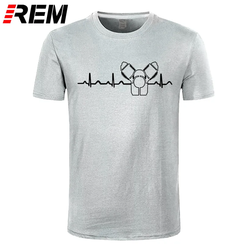 REM хлопок с круглым вырезом на заказ печатная Мужская футболка Moto Guzzi Heartbeat greenwhitered Мужская футболка - Цвет: gray black