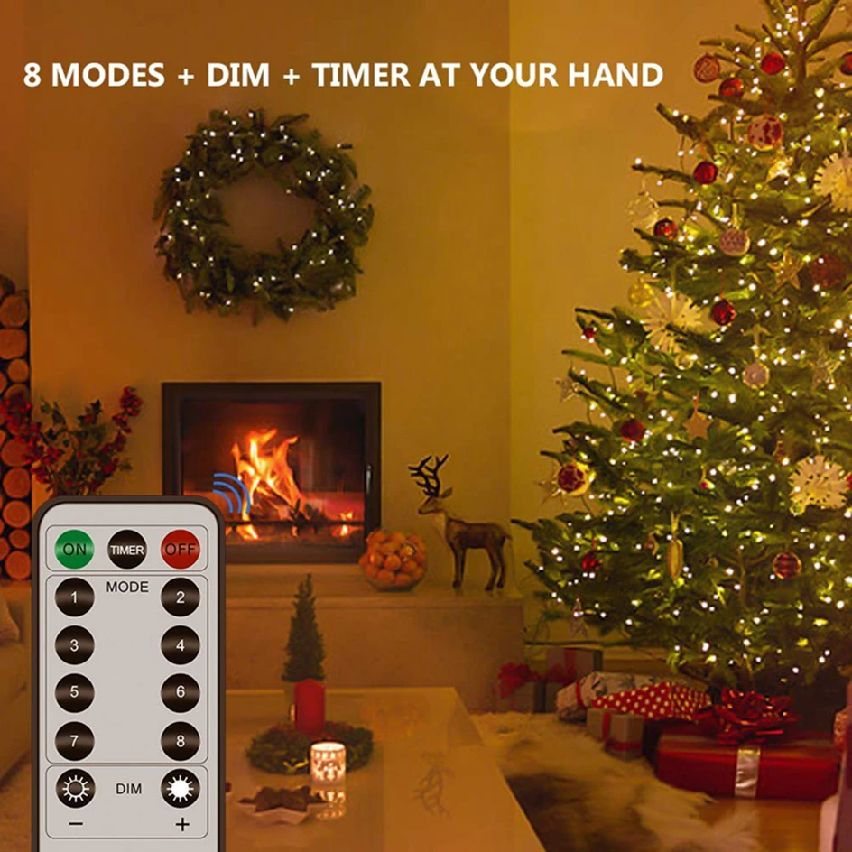 fairy light led battery powered waterproof 8 mode 1m 2m 5m 10m string copper wire firefly remote control for DIY wedding party  (28)