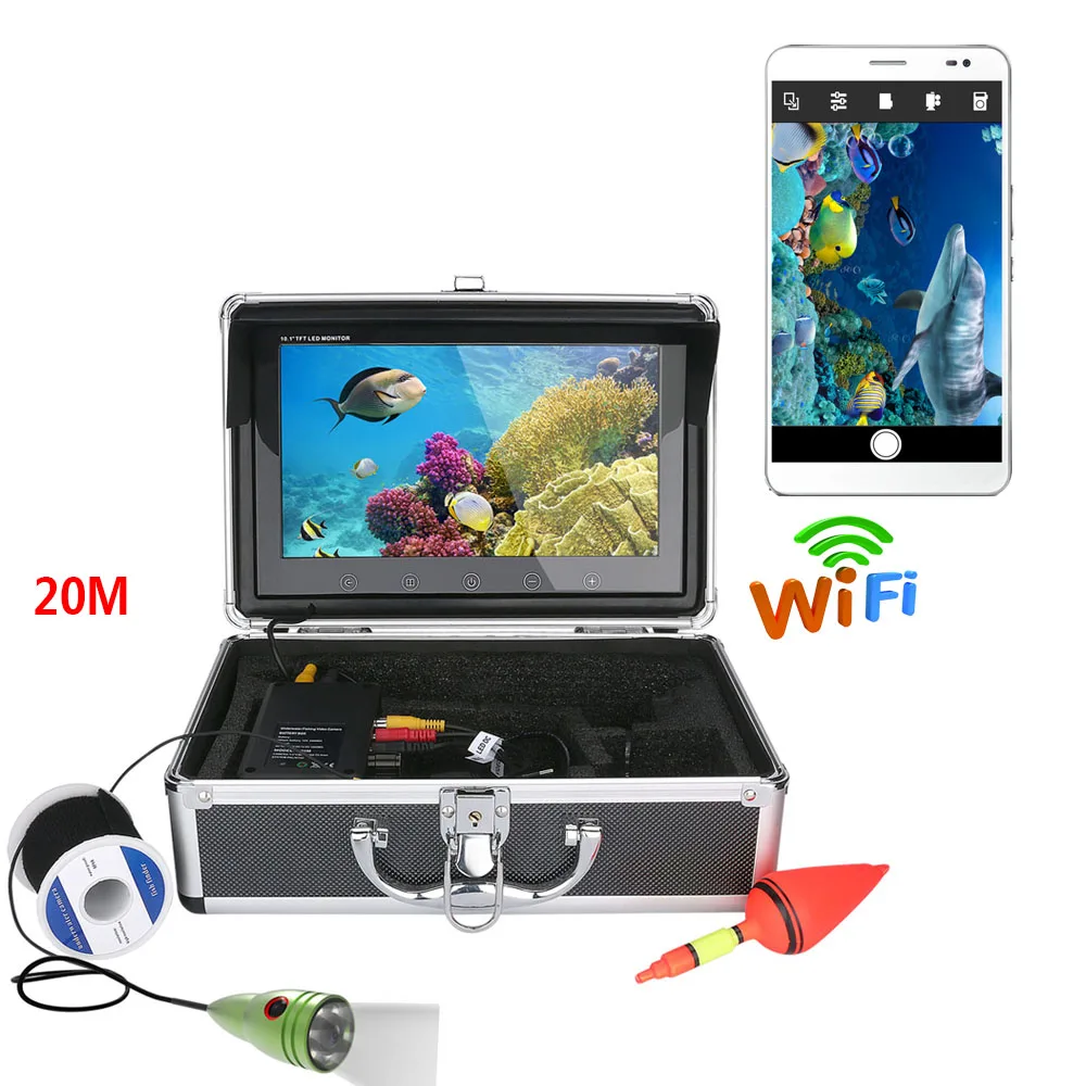 10" Inch Color Monitor 20M 1000tvl Underwater Fishing Video Camera Kit 6 PCS LED 