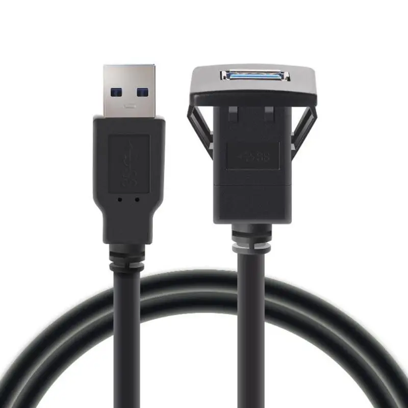 

1m/3.3ft Meter Single Port USB3.0 Male Female Car Dial Embedded Installation USB Extension Aux Cable Car Electronics Accessories