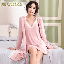 J& Q Bata De Mujer, хлопковый Халат, набор,, модное белье, халат, треугольная чашка, кружевная отделка, женские халаты, одежда для сна, розовый, XXXL, кимоно, Халат