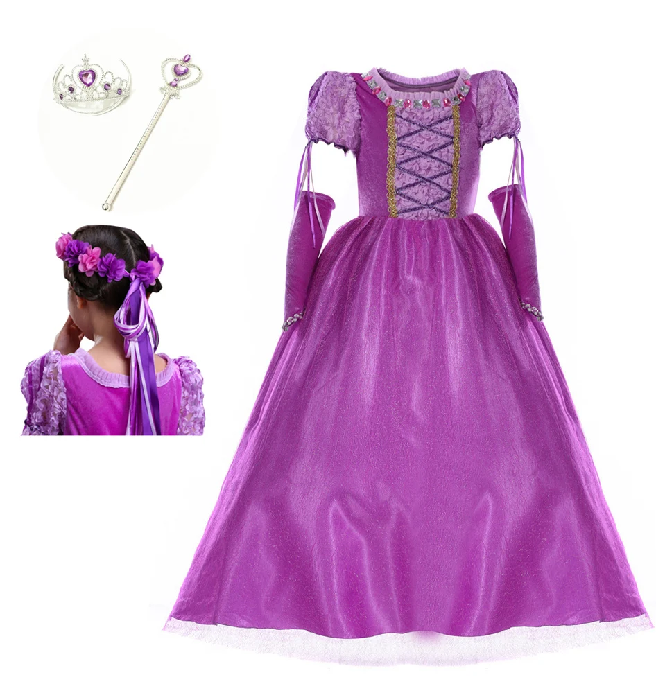 Детский костюм Рапунцель в винтажном стиле для детей от 3 до 12 лет; милое платье для девочек на день рождения с героями мультфильмов; вечерние платья принцессы для костюмированной вечеринки - Цвет: 5pcs