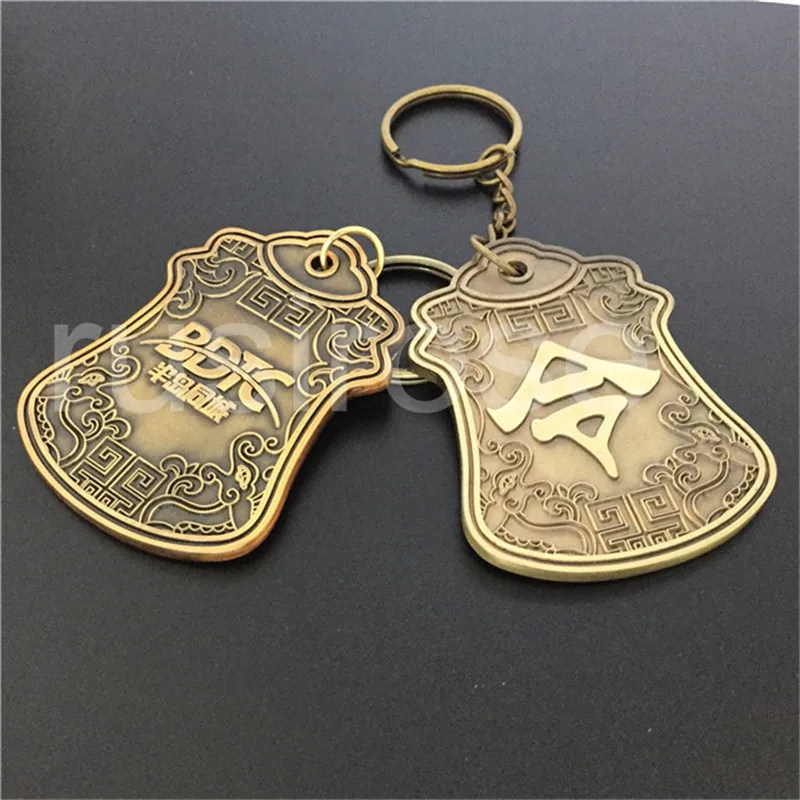 

Personalized custom badge chain, key ring antique double-sided, high-grade metal Chinese style martial Hanging buckle badge