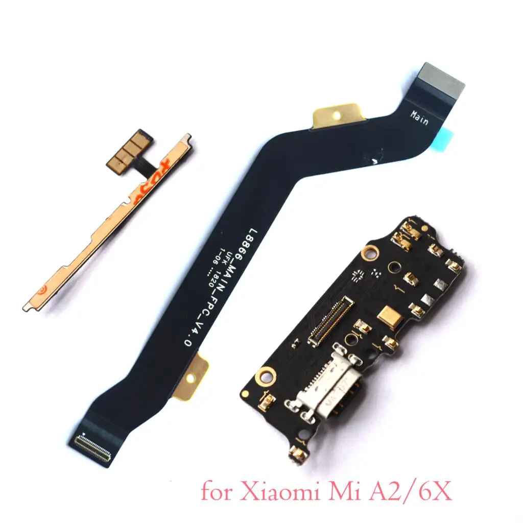 

power on off volume side button strip main mainboard micro USB charging board with microphone for Xiaomi Mi A2/Mi 6X