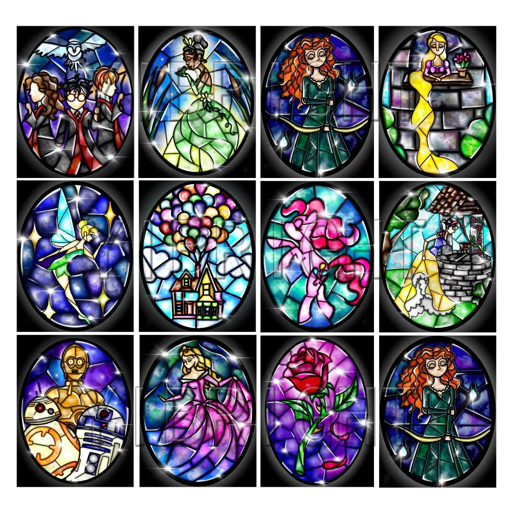 

Needlework Diy Diamond Painting Cartoon Stained Glass Cross Stitch Embroidery Full Square Illustration Full Rhinestone Mosaic