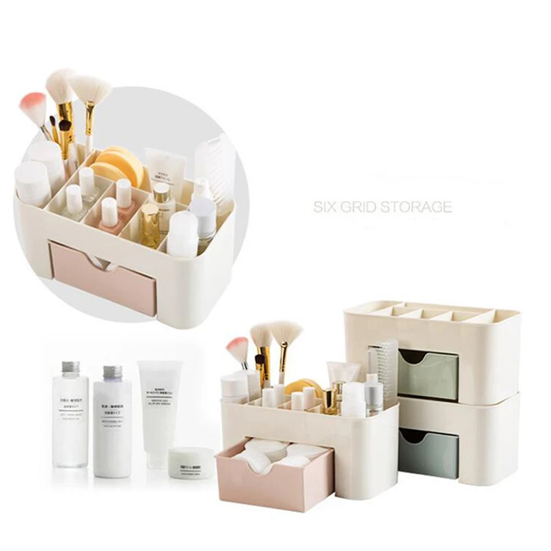 فرشاة ماكياج ماكياج حالة التخزين درج مكتب مكتب البلاستيك صندوق مجوهرات المنظم التجميل أحمر القرط حالة الحاويات