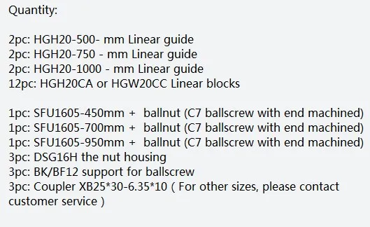 HGR20 HGR15 линейный рельс 6 компл. guida lineare с 12 шт. линейный подшипник HGH15CA+ SFU1605 шариковый винт ЧПУ Запчасти - Цвет: 3HG20-500-750-1000