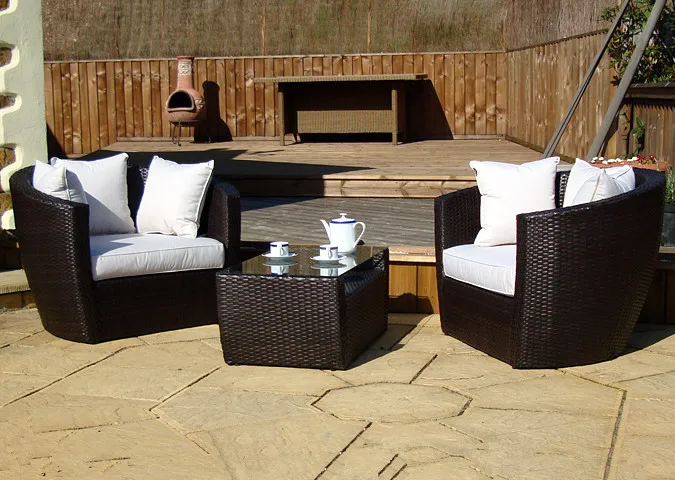 Садовая мебель из ротанга для отдыха патио 3 штуки серый ротанг набор диванов |