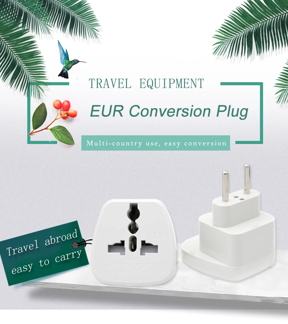 Common 250V 10A Universal US UK AU to EU AC Travel Power Plug European Charger Adapter Conversion Adaptor for Travel Home Use (1)