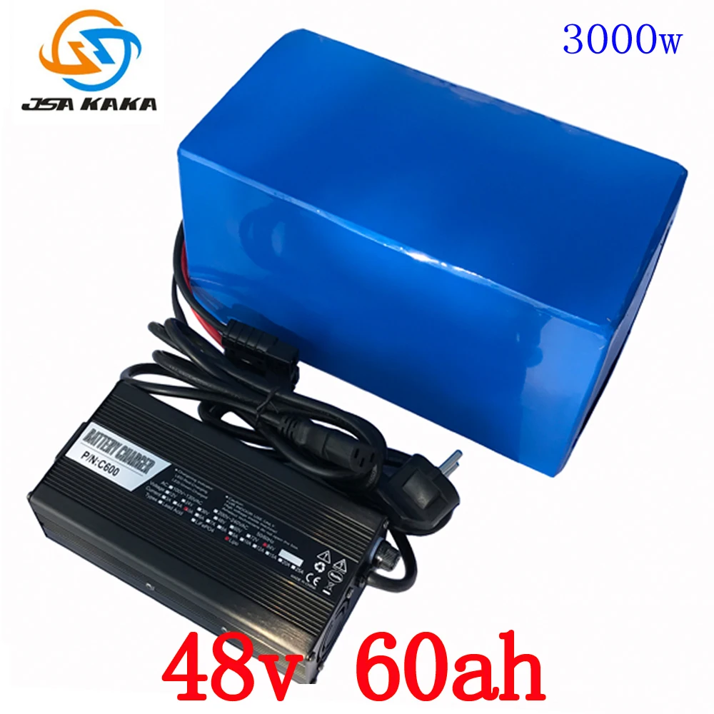 

48V 2000W 3000W battery 48V 60AH lithium battery pack 48V 60AH electric bike battery with 70A BMS +54.6V 5A Charger duty free