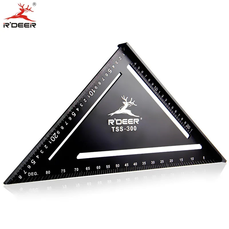 R'DEER 90 Degree Triangular Ruler 300mm Thicken Aluminum Alloy Metric Protractor Square Woodworking Gauge Tools Wide Base R'DEER 90 Degree Triangular Ruler 300mm Thicken Aluminum Alloy Metric Protractor Square Woodworking Gauge Tools Wide Base