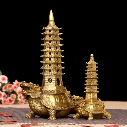 

Feng Shui Home Decoration Chinese Dragon Turtle Wen Chang Tower Statue Furnishing Big/Small Manualidades Souvenirs