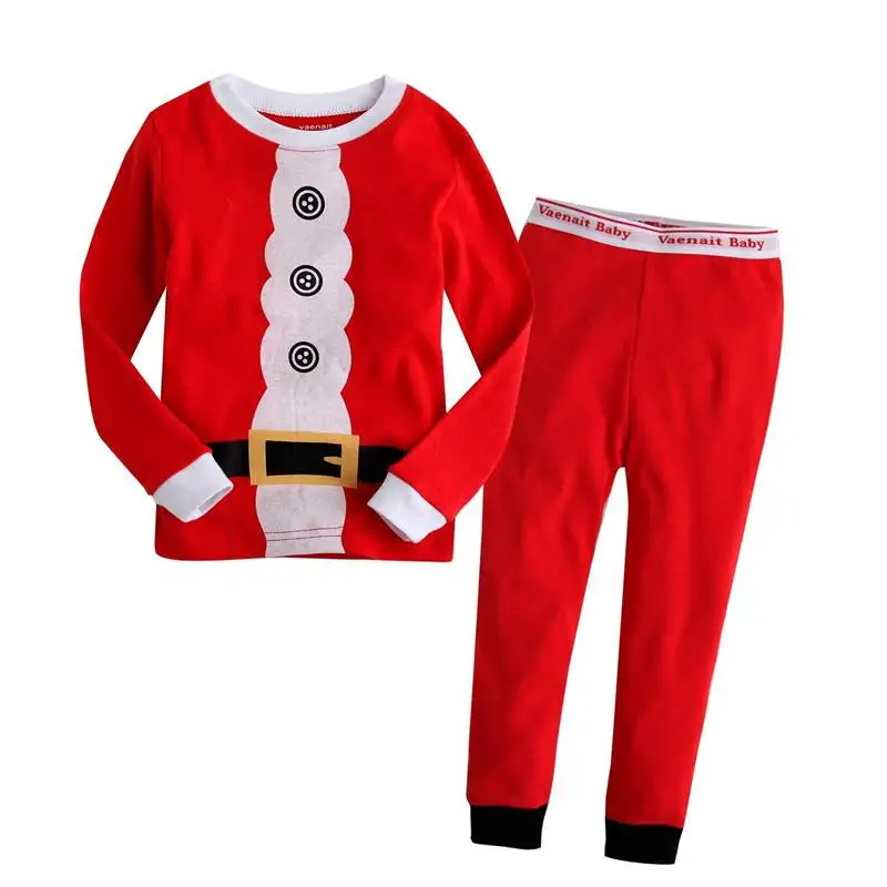 Год и снеговиком, пижамный комплект с героями мультфильмов; с рисунком оленя Рождественский Санта-Клауса для маленьких мальчиков и девочек пижама, одежда для сна для детей, Костюмы