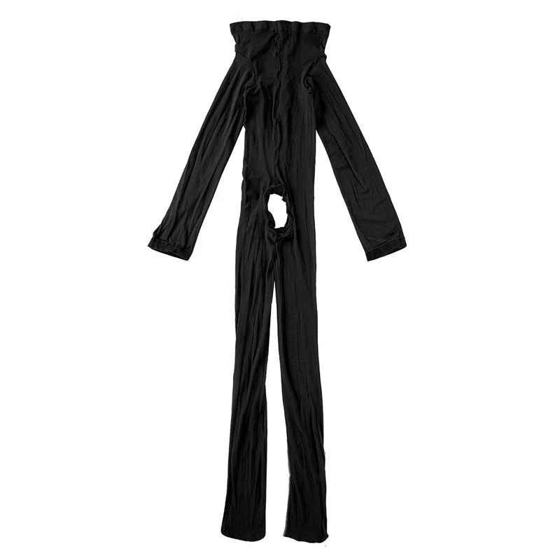 Mens Skinny Stretchy Stocking See Through Sheer Gay Sexy Crotchless Full Body Closed Toe Ultra-thin Pantyhose Bodysuit Nightwear