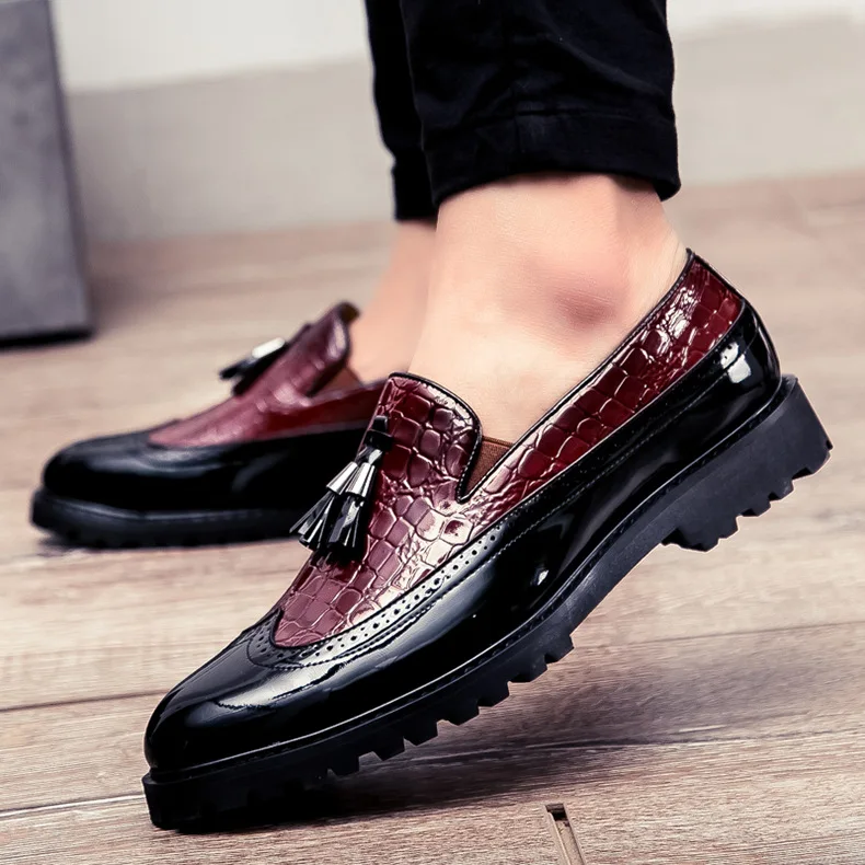 Для мужчин обувь Высокое качество из натуральной кожи мужские лоферы обувь Винтаж кисточкой Для мужчин слипоны на открытом воздухе Оксфорд обувь, мокасины Homme Delocrd