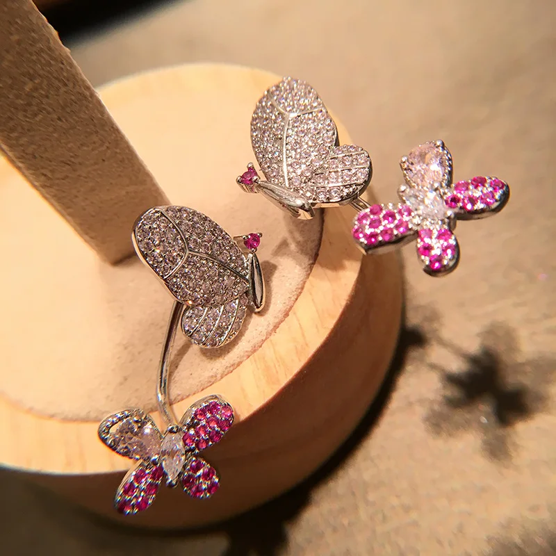 

Queen Lotus 2019 New Butterfly Earrings Women Drop Earrings AAA Zircon Jewelry Fashion Jewelry silver 925 pin