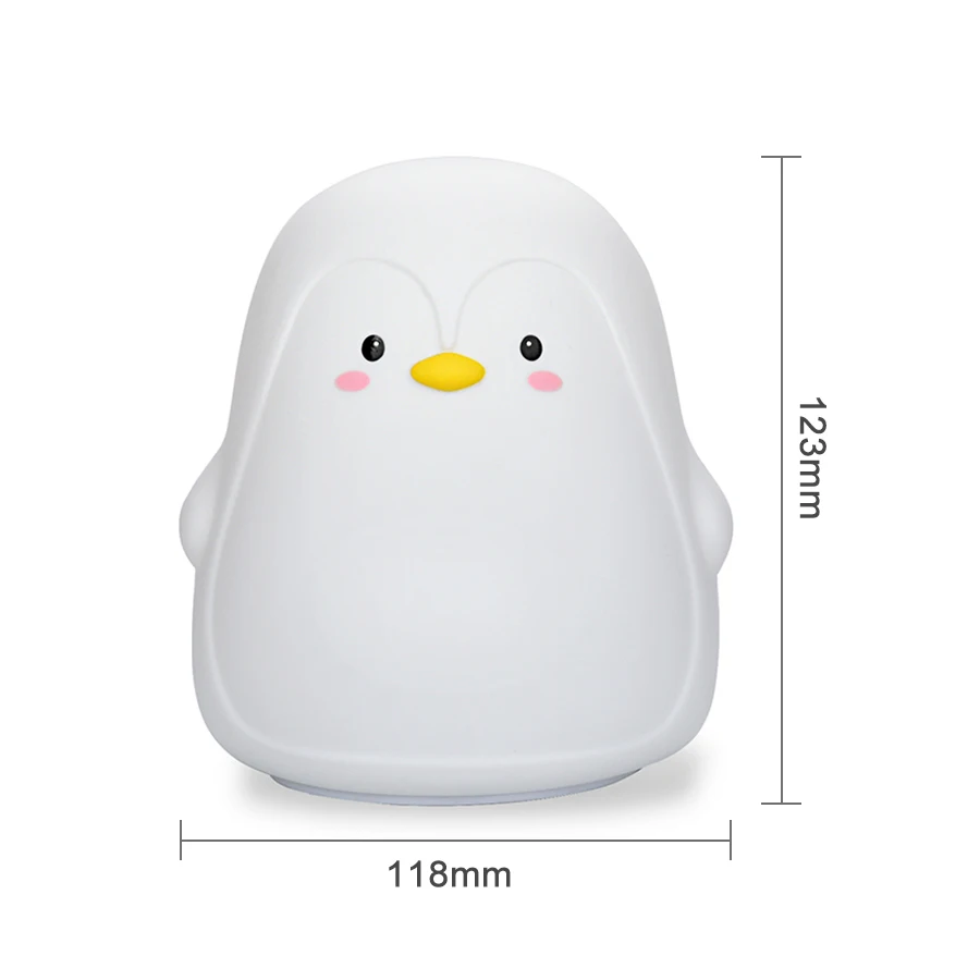  Penguin Silicone Touch Sensor Night Light Rechargeable 7 Colors USB Charging LED Night Lamp For Chi - 33040394817
