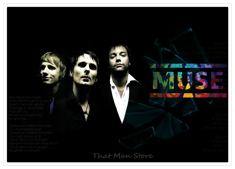 Muse Music Art Ретро Рок музыка ностальгия белая крафт-бумага декоративная живопись плакаты Наклейка на стену 42*30 см - Цвет: Золотой