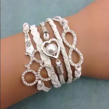 1 шт Бесконечный Браслет, жемчужный браслет в форме сердца, свадебный браслет с ножницами, кожа 3026 мини заказ 10