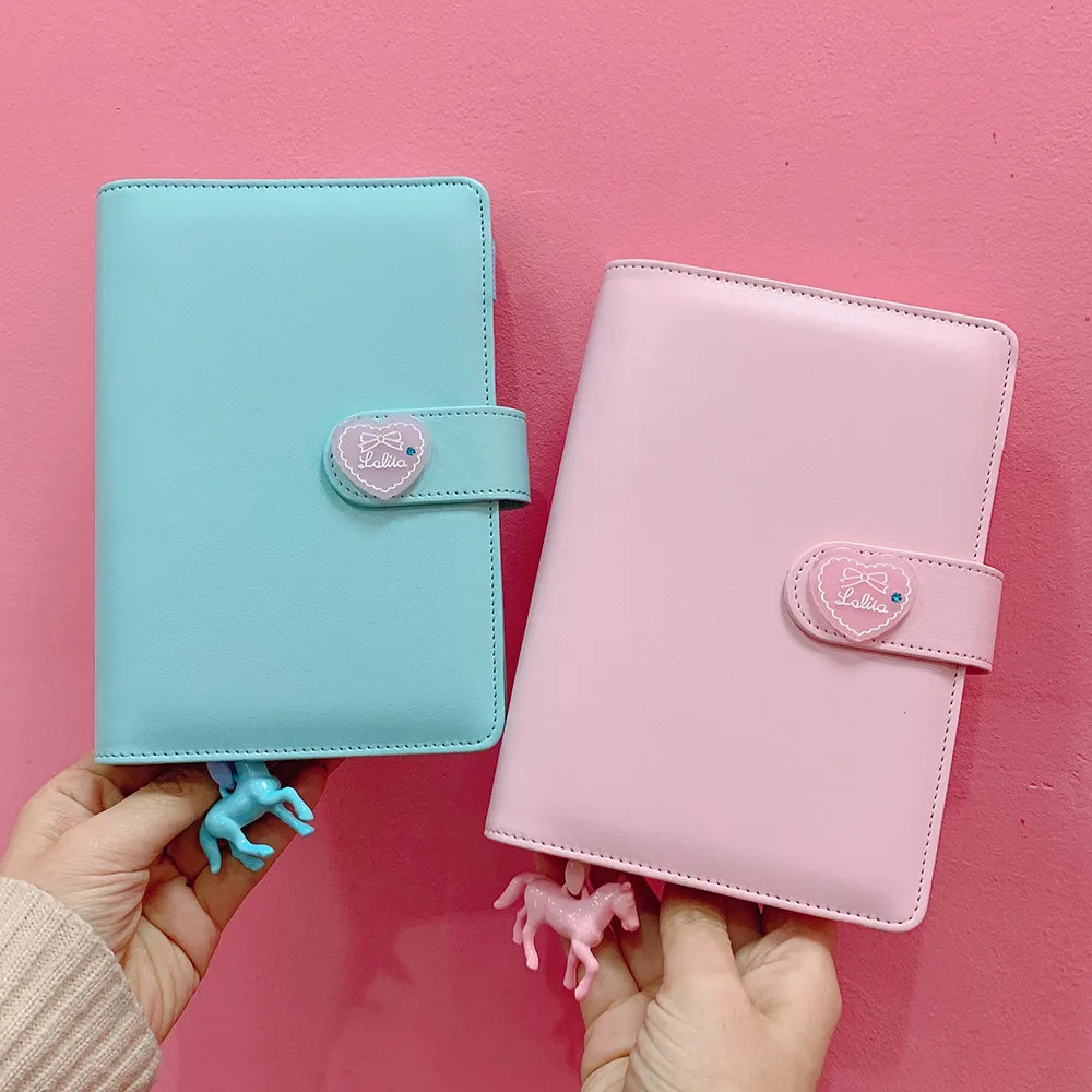 

Fromthenon 2019 Korean Cute Girly Macaroon Loose Leaf Notebook Faux Leather Cover A6 Planner Set School Supplies Gift Stationery