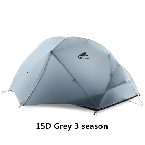 3F UL GEAR 2 Человек Палатка Сверхлегкий Камп палатки tenda tente barraca de acampamento - Цвет: 15D Grey 3 season