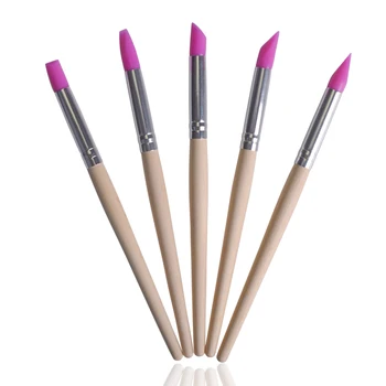 

5PCS 3D Carving Painting Pen Set Nail Art Sculpture Brushes Silicone Hot Pink Soft Head Acrylic Polish Powder Drawing ToolsCH610