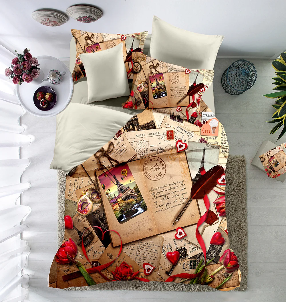 

New Chinese Luxury Digital Printing Bedding Set Duvet Cover Bed Linen Bed sheet Pillowcases