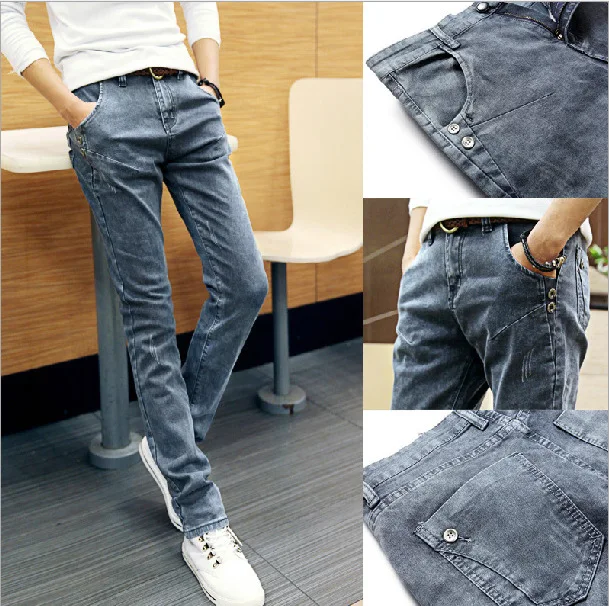 Pria jual panas baru Mens Skinny jeans, Pensil celana 