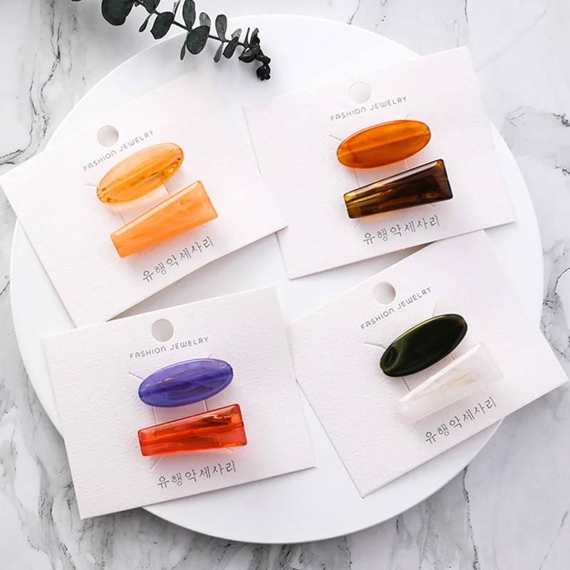 

Japan and Korea Acetic Acid Hair Accessories Retro Simple Hit Color Matte Acrylic BB Clip for Women Headwear Hairpins