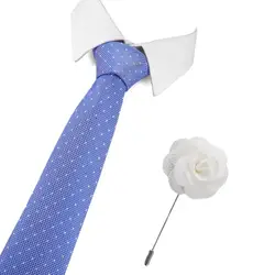 Britishe стиль 7,5 см галстуки тонкие Gravatas вино красный галстук и pin хлопковые Галстуки для Для мужчин свадебные Бизнес в полоску и