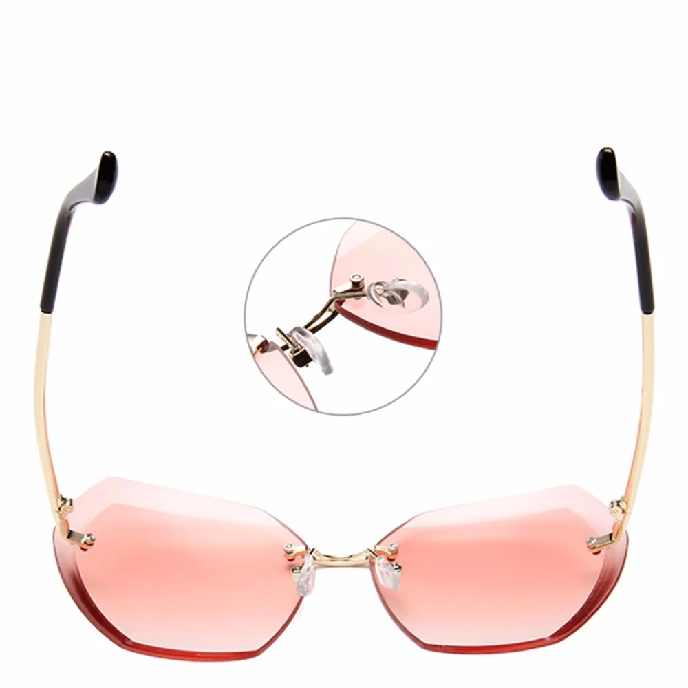 Роскошные винтажные женские солнцезащитные очки без оправы, брендовые дизайнерские солнцезащитные очки больших размеров, женские солнцезащитные очки для леди, зеркальные Оттенки UV400