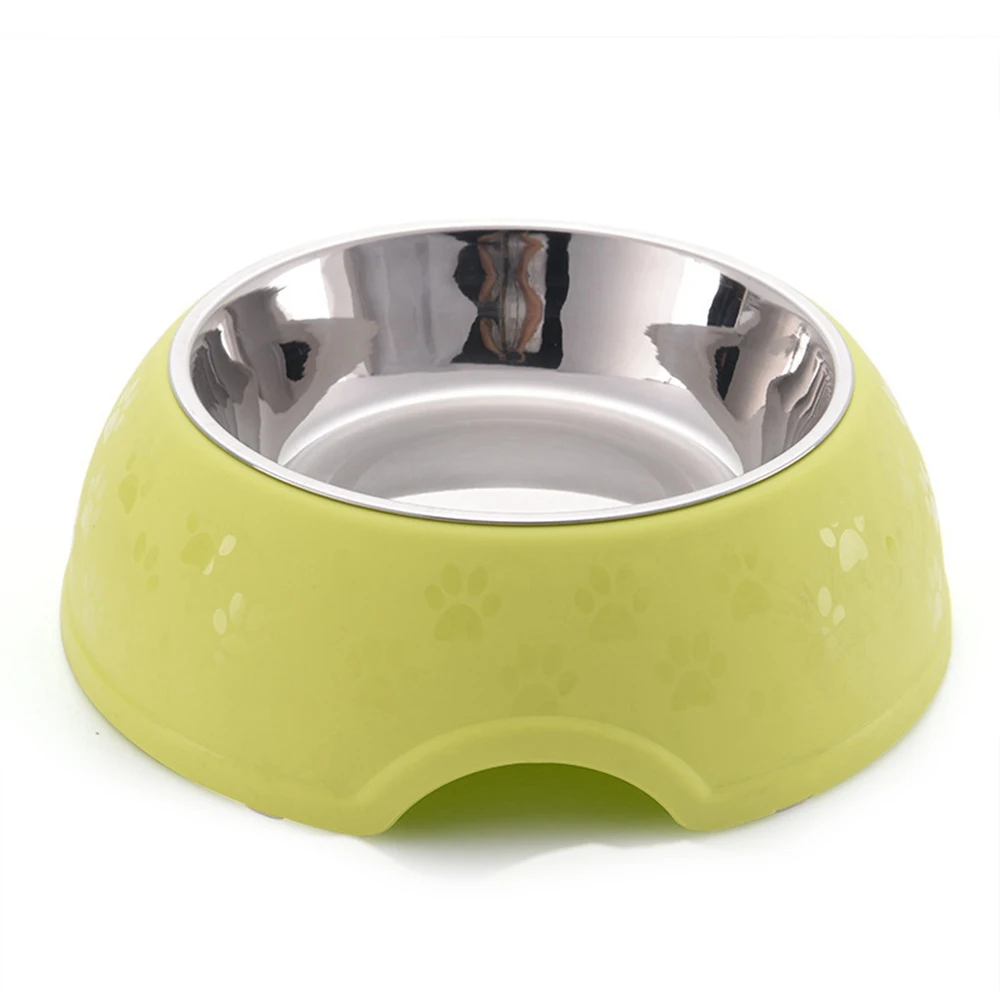 Stainless Steel Dog Bowl Large Capacity Pet Feeder Paws Puppy Cat Food