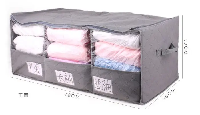 Free shipping Storage Bag Received Box Big Bamboo charcoal with Windows classification 3 case clothing finishing box