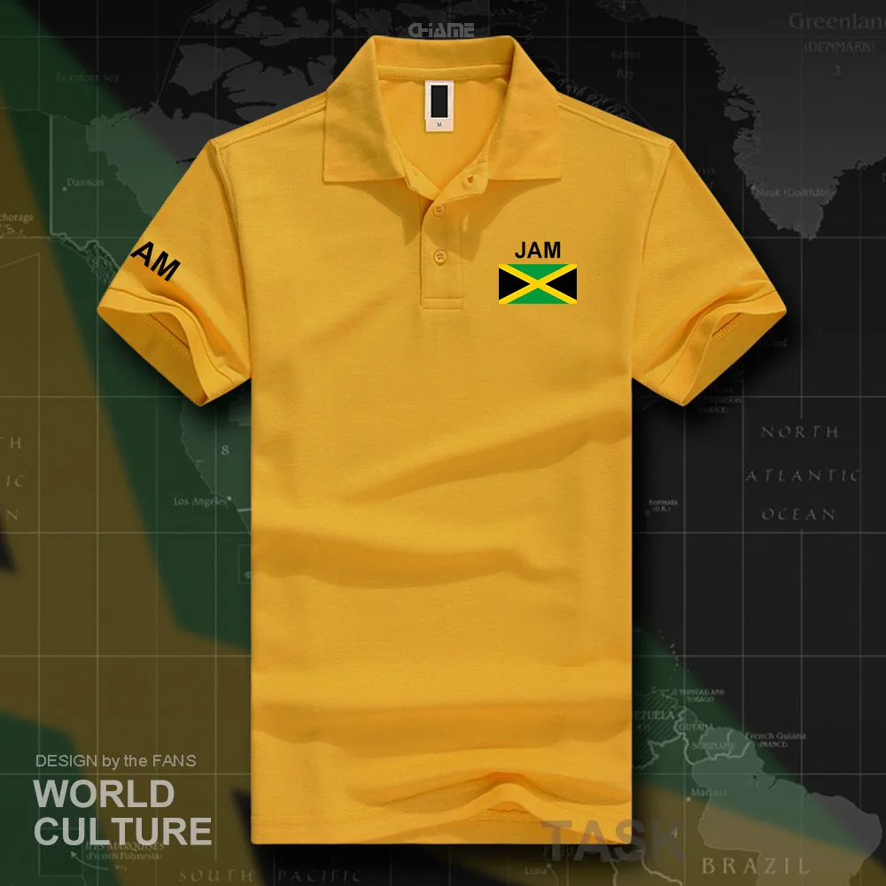 Jamaica Мужская рубашка поло с коротким рукавом белый бренд принт для страны 2017