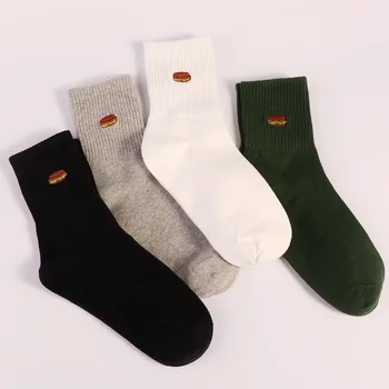 

Fashion Cute Cartoon Casual Sock Hamburger Food Printed Cotton Embroidery Warm Comfortable Sock For Woman Girls