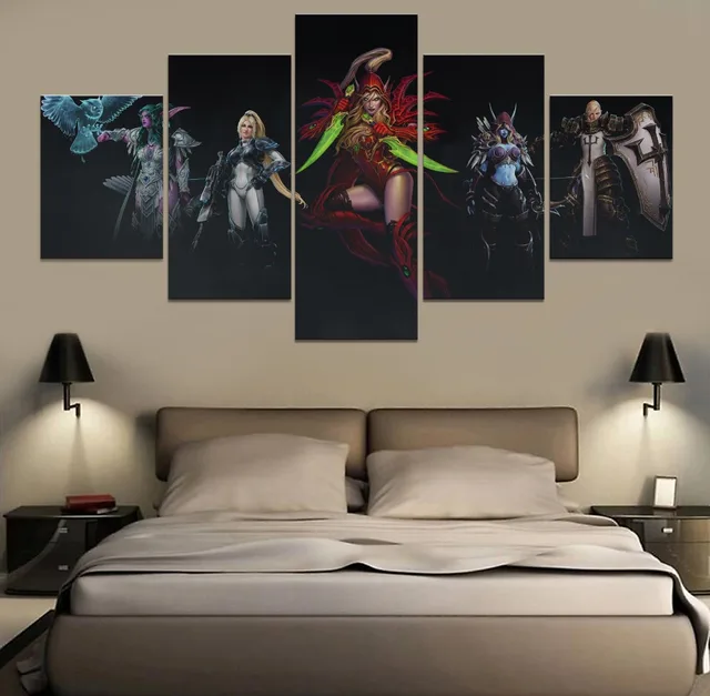 $US $12.20  5 Piece Video Game Poster DOTA 2 Modern Canvas Printed Pictures Home Decor For Living Room Canvas P