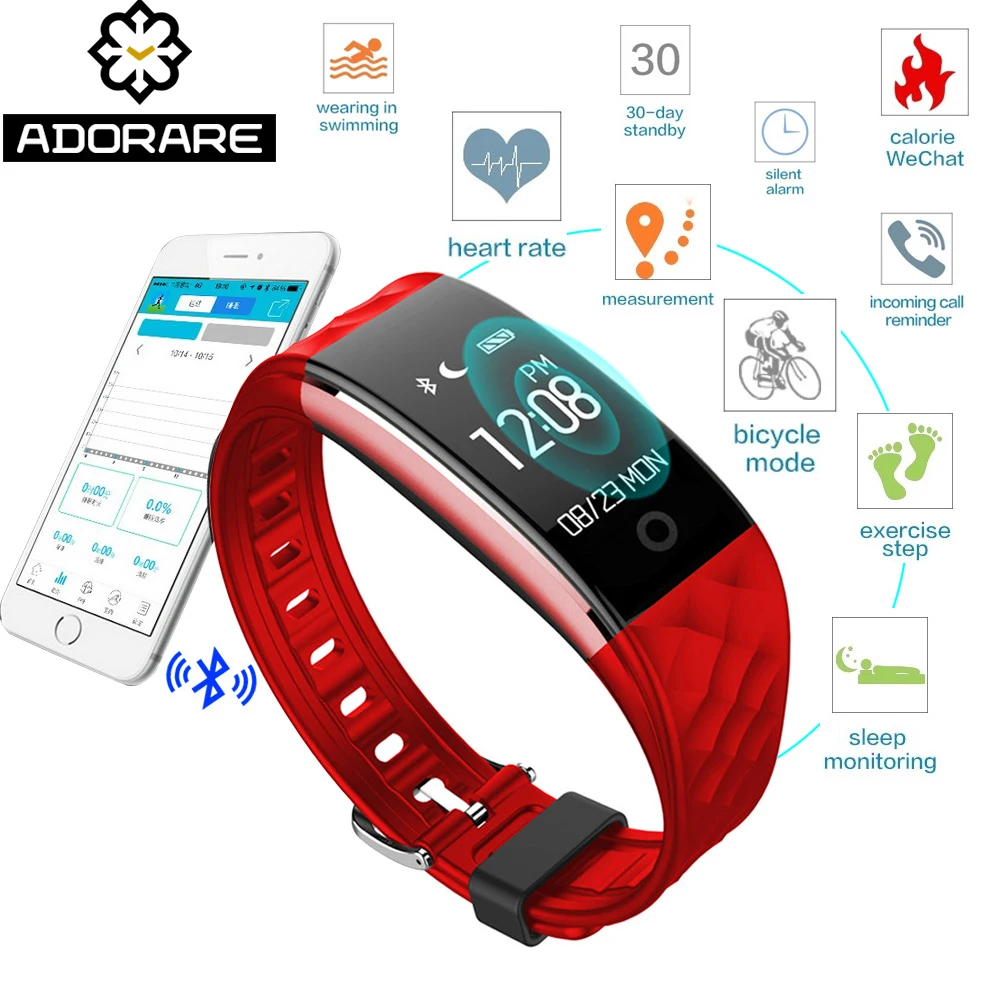 

ADORARE S2 Smart Watch Women Men Bluetooth Fitness Tracker Bracelet Heart Rate Monitor Remote ControlSport Band For IOS Android