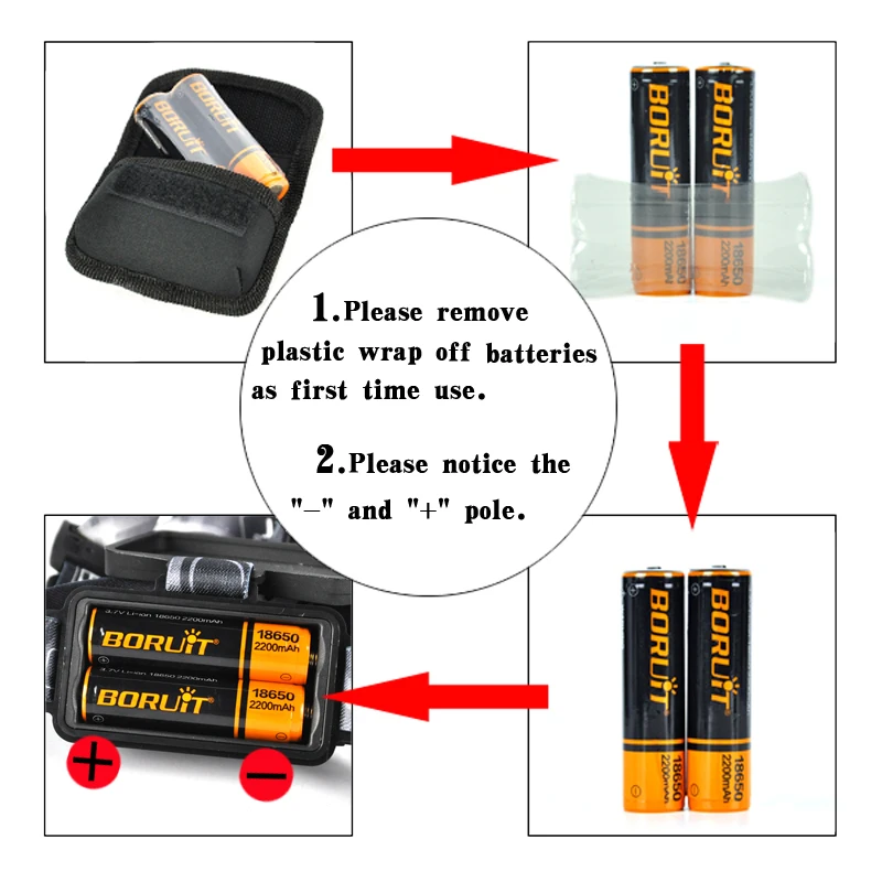 Boruit b13 светодиодные фары Перезаряжаемые Масштабируемые головного света Водонепроницаемый факел огни XM-L2 последнюю версию, 6000 люмен Черный