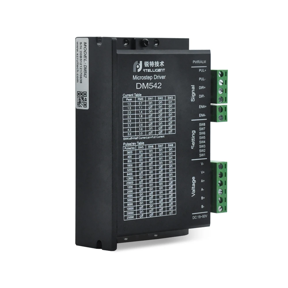 Rtelligent Factory Outlet DM542 Nema 23 Драйвер шагового двигателя CNC Kit 5.0A 24 50VDC драйвер