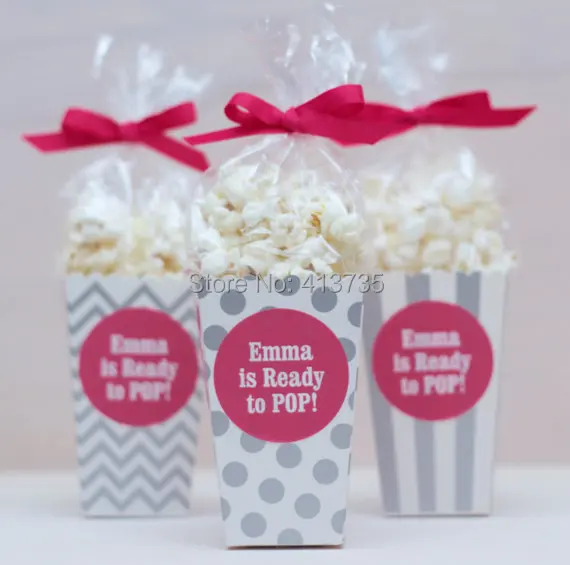 6 Silver Popcorn Box Favors Baby Shower Favors Ready To Pop Silver 6 Silver Popcorn Box Favors Baby Shower Favors Ready To Pop Silver