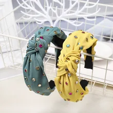 Хит, винтажный ободок для женщин, стразы, аксессуары для волос, Женский Ретро Роскошный ободок для волос с широкими полями, аксессуары для волос для девушек