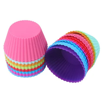 

24pcs/lot silicone molds Muffin Cupcake Mold Round Silicone Cup fondant macaron Cake Tool DIY baking Pan moule silicone 7cm