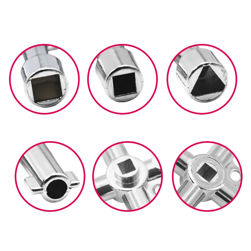 4 Way Universal Cross Triangle Wrench KEY for Train Electrical Elevator Cabinet Valve Alloy Triangle 2